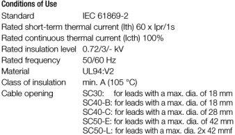 分裂鐵芯電流互感器 SC40-B 、SC50-E產(chǎn)品系列參數(shù)
